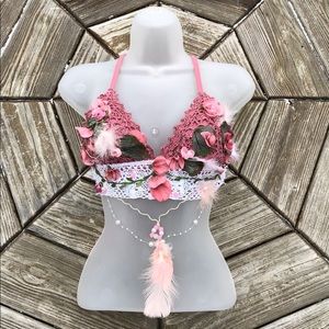 SOLD Boho Decorated Crochet Knit Bralette Top